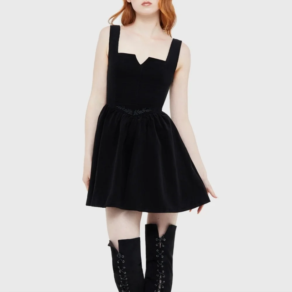 Killstar Black Velvet Mini Dress with Sheer Mesh Yoke - Picture 4 of 8